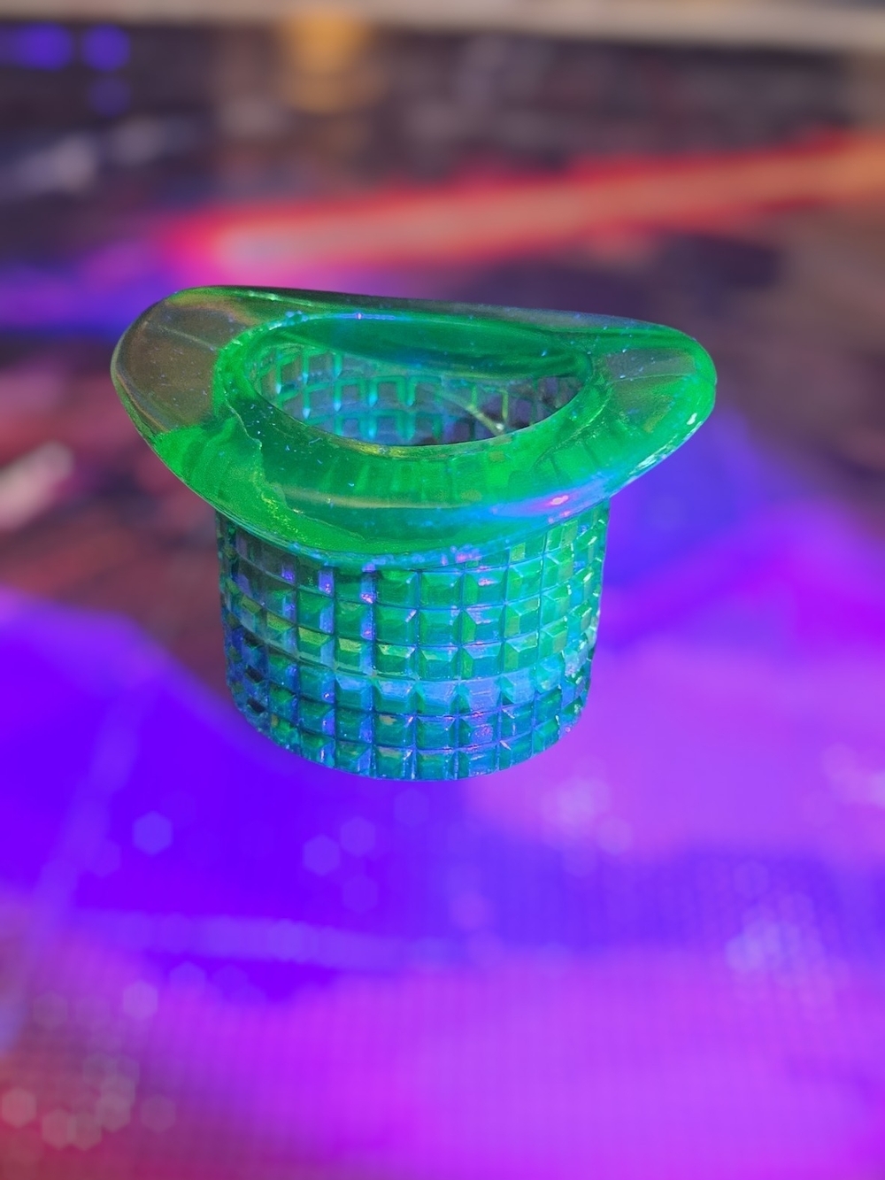 Uranuim Glass DARK GREEN Hat/toothpick Holder.